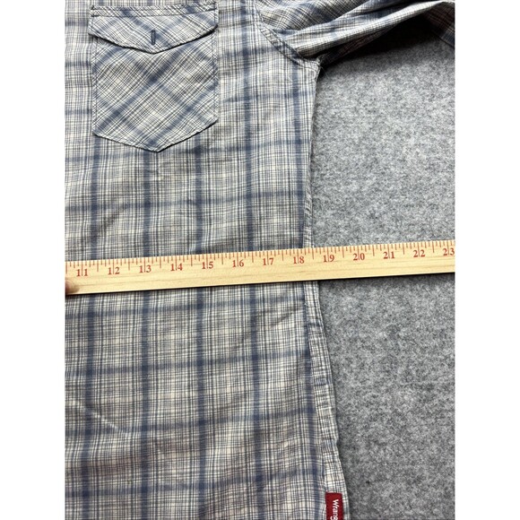 Wrangler Long Sleeve Woven Button Up Shirt Mens Size  Small Plaid Blue Slim Fit - Picture 9 of 15
